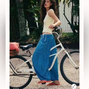 Free People Blue Striped Quinn Pants XL